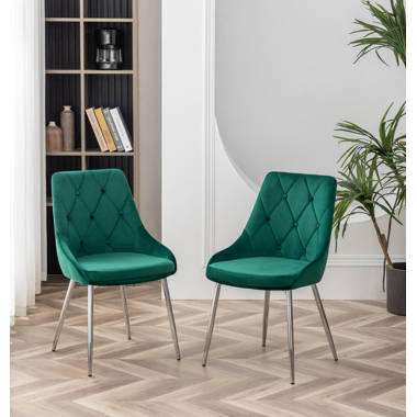 Green dining chairs 2025 with chrome legs